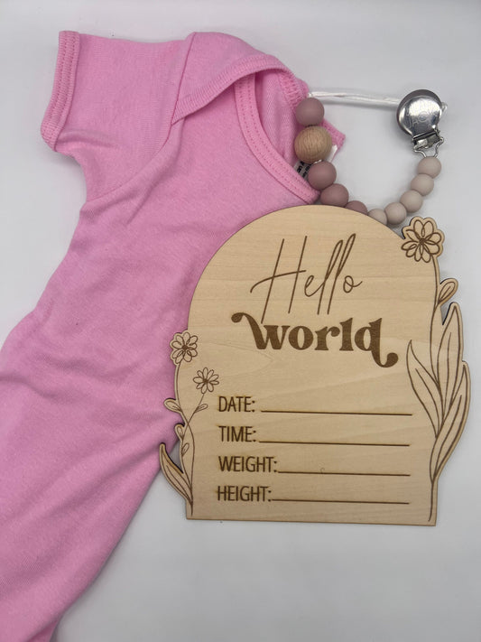 Newborn Baby Sign | Hello World Sign | Birth Announcement Sign | Baby Flowers Sign | Baby Announcement | Sign for Hospital