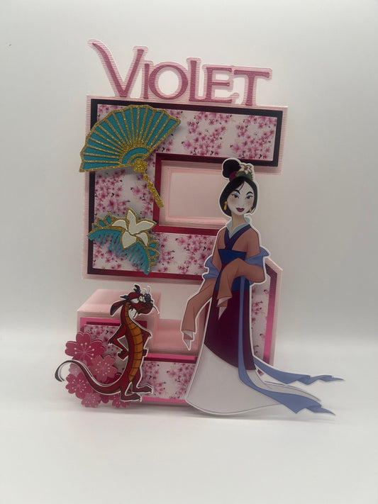Mulan Theme Birthday Party, Two Wild 3D letter, Princess Mulan 3D Number, Disney Mulan Party Decorations, Asian 3D Number or Letter